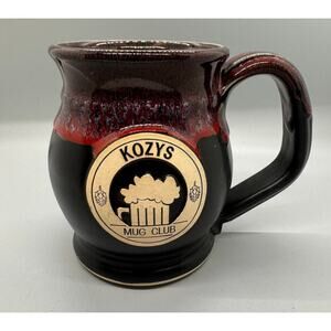 Grey Fox Pottery Handmade Cozy’s Mug Club Black Clay Mug Red Gray Drip Glaze